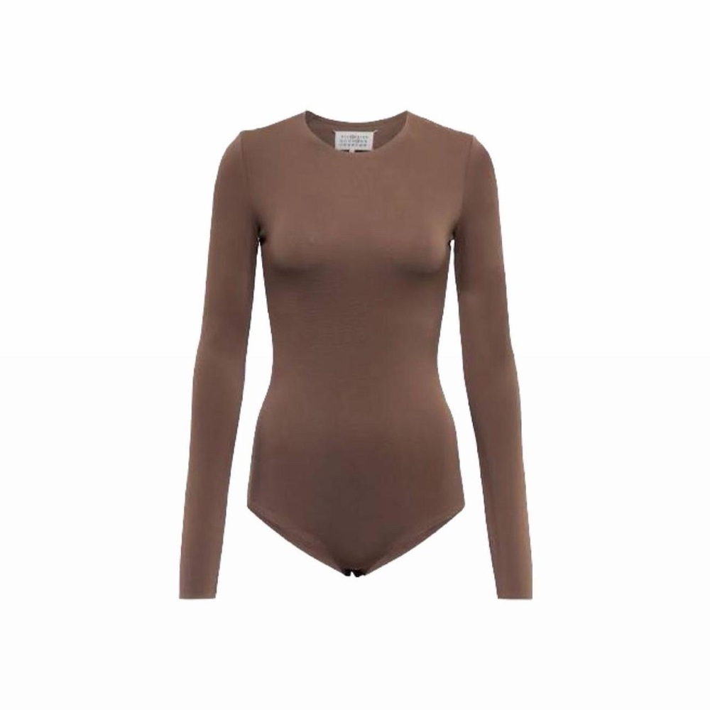 maison margiela long sleeve bodysuit in brown